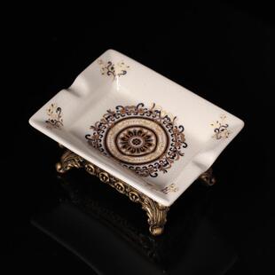 欧式冰裂纹陶瓷皂盒带沥水孔创意双格肥皂盒美容院洗脸皂皂托皂架