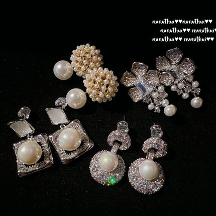 人鱼泪方糖宝石贝母珍珠耳环 大溪地 深海贝珠 圆环锆石耳坠 组合