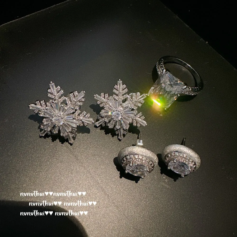 意大利复古拉丝蛋形宝石耳环 Vintage镀18K金 长方大克拉锆石戒指