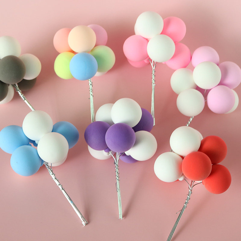 彩色粘土8个气球蛋糕烘焙装饰告白气球 生日派对多色整串气球插件
