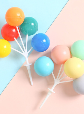 韩式复古百搭五彩气球蛋糕甜品台装饰马卡龙色气球串插件插牌包邮