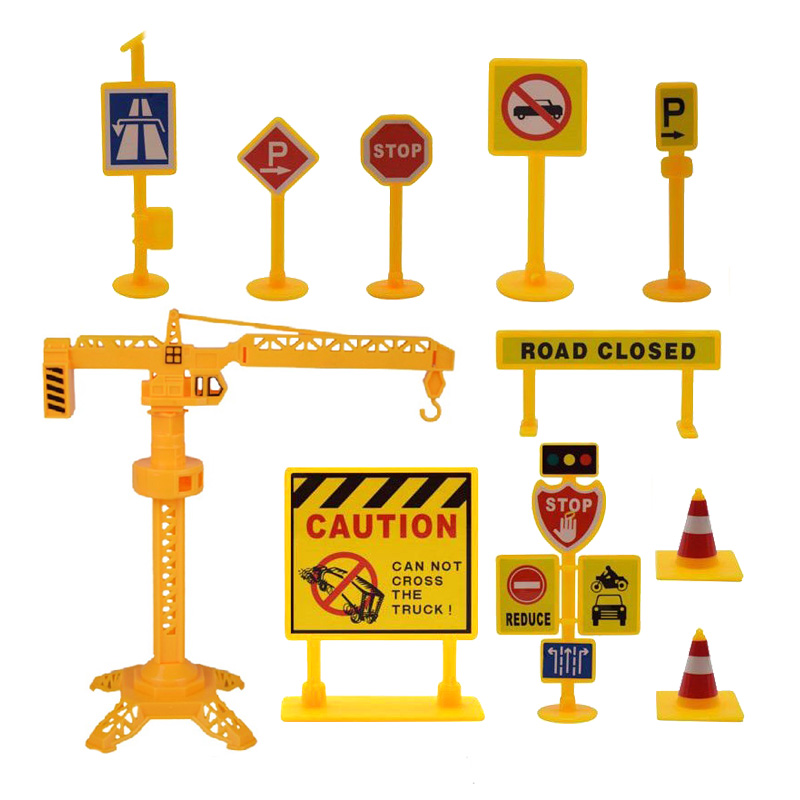 儿童工程车交通指示牌生日蛋糕