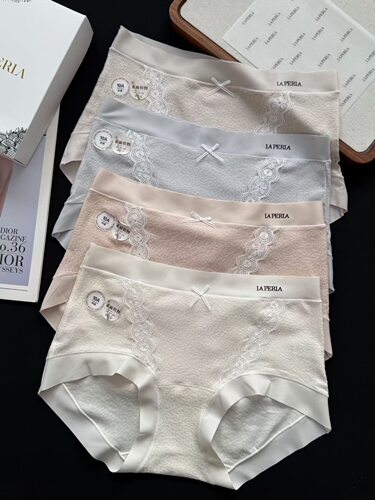 LAP贵妇新款棉麻蕾丝蝴蝶结中腰无痕内裤 舒适柔软透气三角女内裤