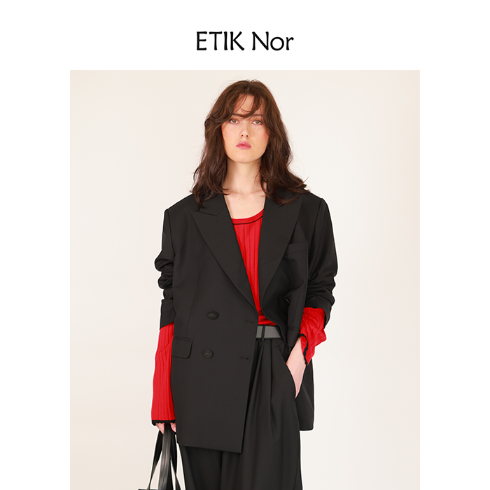 ETIKNor廓形双排扣西装上衣