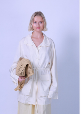 ETIK Nor瑞典大口袋天丝羊毛风衣连衣裙