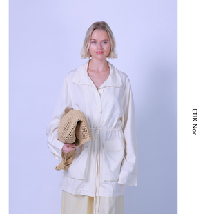 ETIK Nor瑞典大口袋天丝羊毛风衣连衣裙