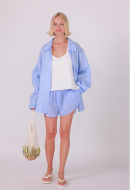 ETIK Nor 瑞典柔软透气纯精细法国亚麻衬衣短裤套装