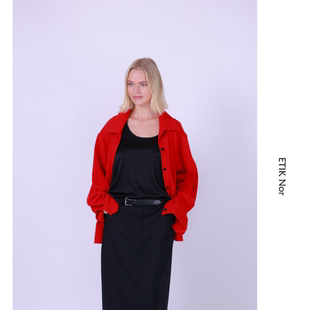 ETIK 瑞典大红色羊毛衬衣 Nor