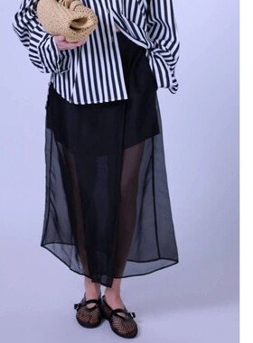 ETIK Nor 瑞典纱真丝系扣长半裙