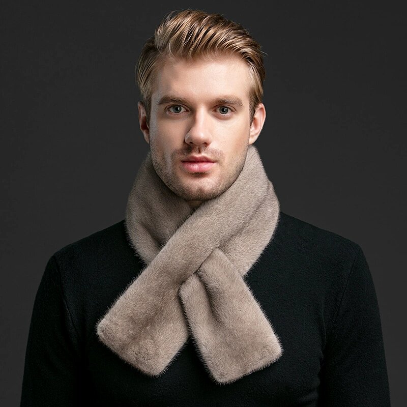 环保皮草水貂毛围脖冬季男士毛领保暖防寒时尚韩版双面水貂绒围巾