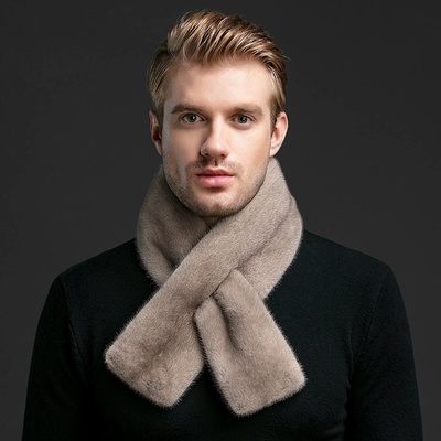 环保皮草水貂毛围脖冬季男士毛领保暖防寒时尚韩版双面水貂绒围巾