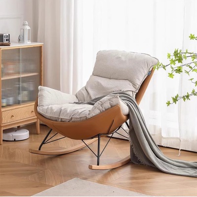 北欧实木摇摇椅懒人沙发蛋壳椅源