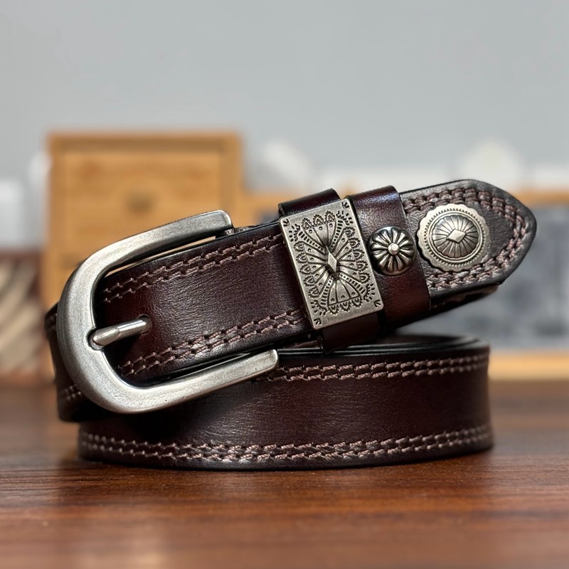 女士皮带头层牛皮腰带真皮裤带针扣休闲百搭软小众设计感搭配牛仔