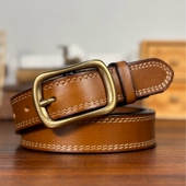 饰铜扣软皮休闲推荐 真皮腰带女士头层牛皮皮带简约欧美时尚 潮流装