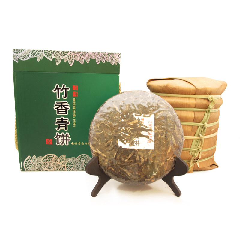 七彩云南庆沣祥庆丰祥大叶种普洱生茶 竹香青饼1400g过节送礼茶