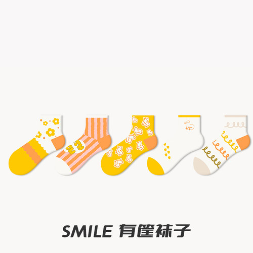 袜子女中筒女夏季浅口短袜ins潮夏款可爱卡通插画袜短短筒棉袜
