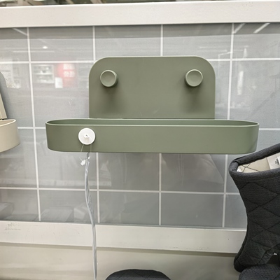 国内宜家代购俄伯内 墙搁板带吸盘，灰绿色，28 厘米厨房墙面收纳