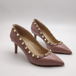 舒适中跟高跟鞋浅口单鞋柳钉柳丁伪娘反串秋鞋四季鞋性感断码清货
