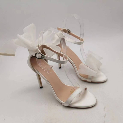 细跟后绊带断码清货蝴蝶结气质PU