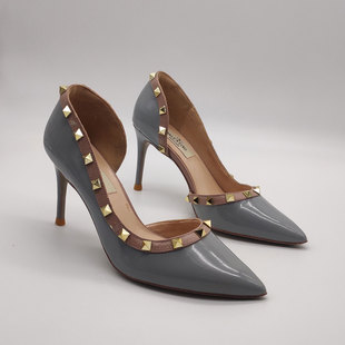 欧美辣妹侧空时装凉鞋低帮鞋细跟高跟鞋柳钉尖头性感单鞋断码清货