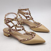 性感欧美女断码 柳钉柳丁低跟矮跟平底罗马风尖头包头时装 凉鞋 清货