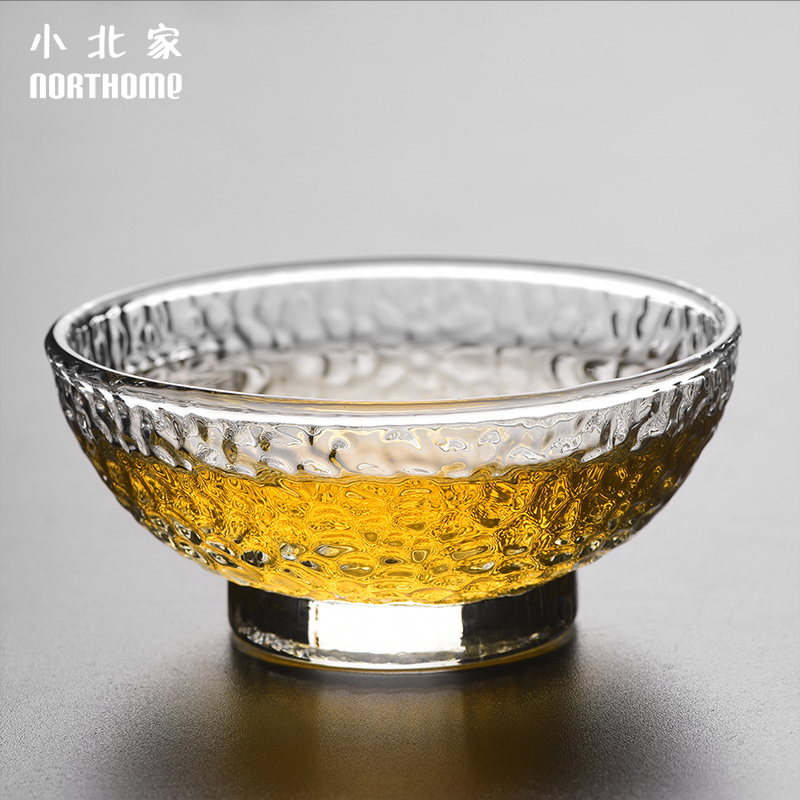 小北家NORTHOME龙鳞纹玻璃茶具品茗杯小杯子单杯手工茶杯 锤纹