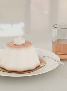 blender建模3D模型建模出图布丁饮料类建模代做电商产品场景