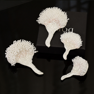 辅料鞋 法式 手工钉珠蒲公英花朵布贴 diy服装 饰补丁手缝 子包包装