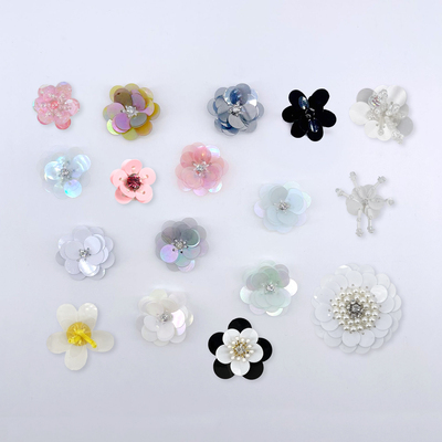 手工钉珠时尚彩色亮片花朵布贴