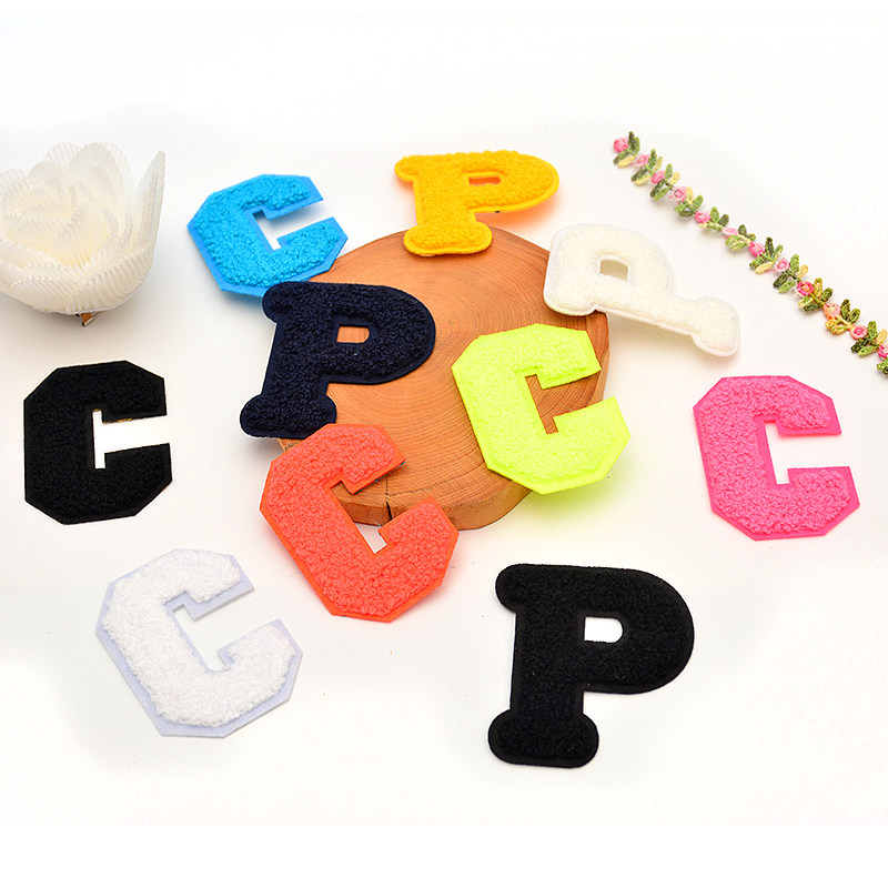 彩色cp毛巾刺绣布贴补丁绣花衣服标志装饰拼音字母补洞背胶毛衣花