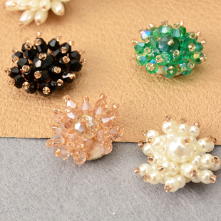 彩色小号手工钉珠水晶花朵布贴刺绣补丁服饰T恤裤 饰辅料补洞 DIY装