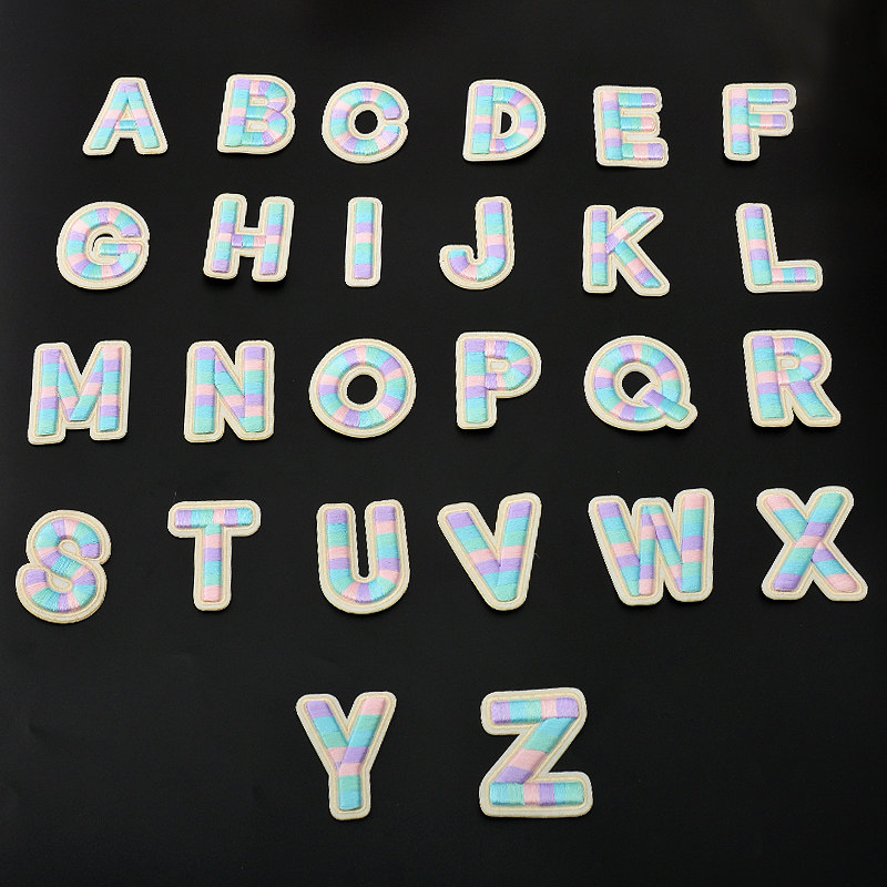 彩色双面胶3d立体绣字母自粘免烫diy布贴衣服补丁手机包鞋帽装饰
