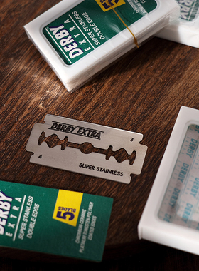 德国正品DERBY德比剃须修面刮胡刀双面绿色装刀片5枚装土耳其产