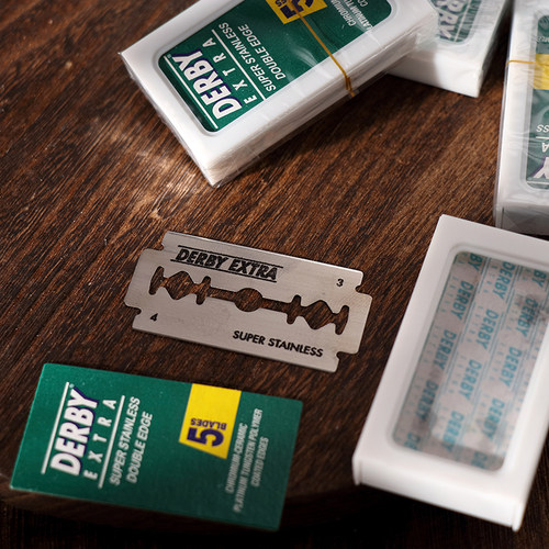 德国正品DERBY德比剃须修面刮胡刀双面绿色装刀片5枚装土耳其产