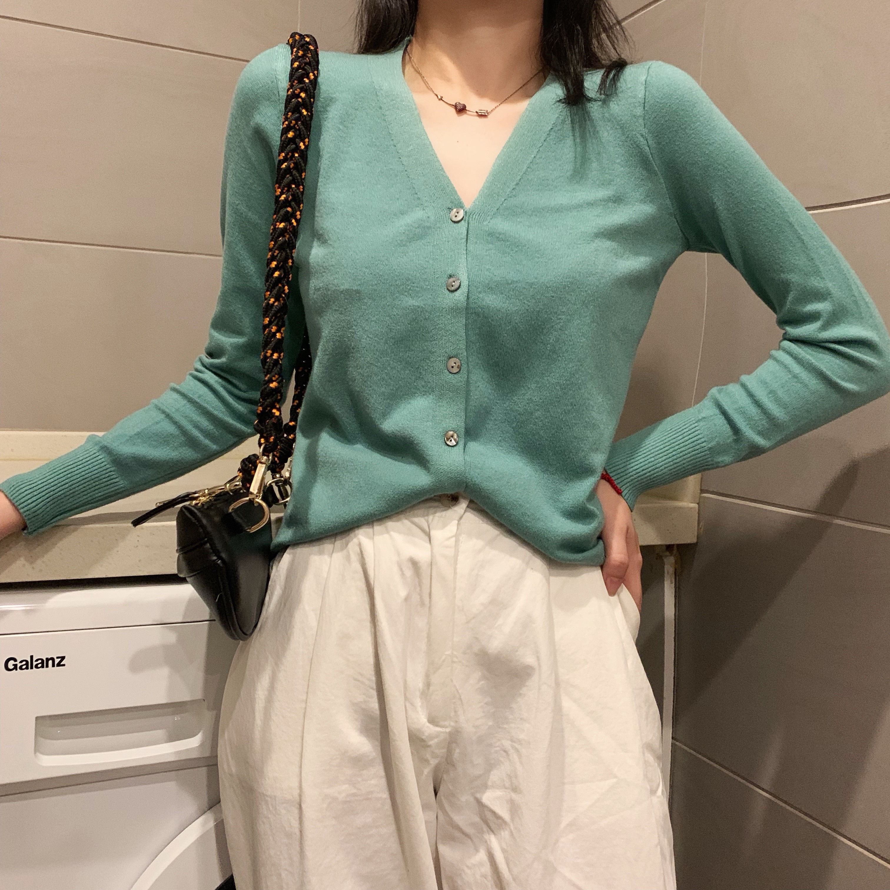 Real price Korean versatile basic long sleeve knitted cardigan lazy wind loose thin sweater coat