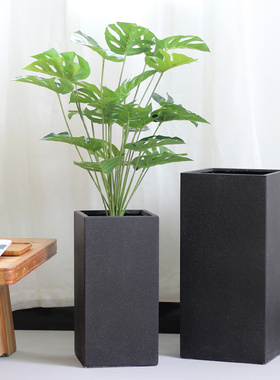 长方形大号落地黑色虎皮兰花盆方形龟背竹陶瓷绿植高款轻奢高级感