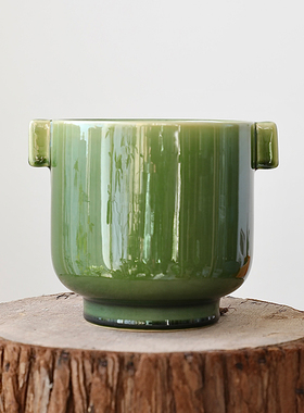 Ernst品牌设计陶瓷花盆蝴蝶兰创意高脚绿色釉面兰花绿植套盆高端