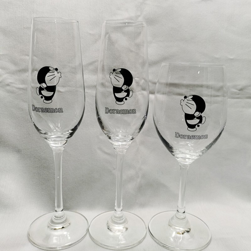 多啦a梦杯子高脚水晶玻璃印花