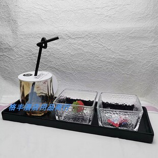 轻奢金色网红六角形杯子玻璃杯加厚喝水杯带盖美容发甲套装定logo