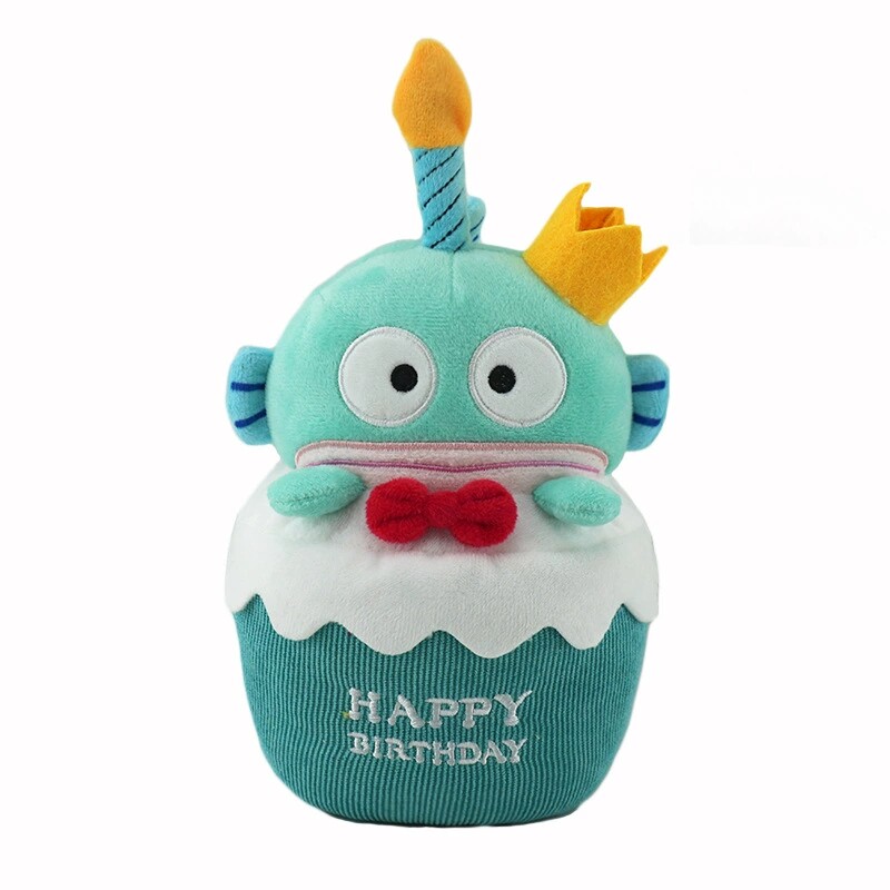 卡通可爱少女过生日蛋糕造型音乐毛绒公仔小鱼会唱歌蜡烛发光玩偶