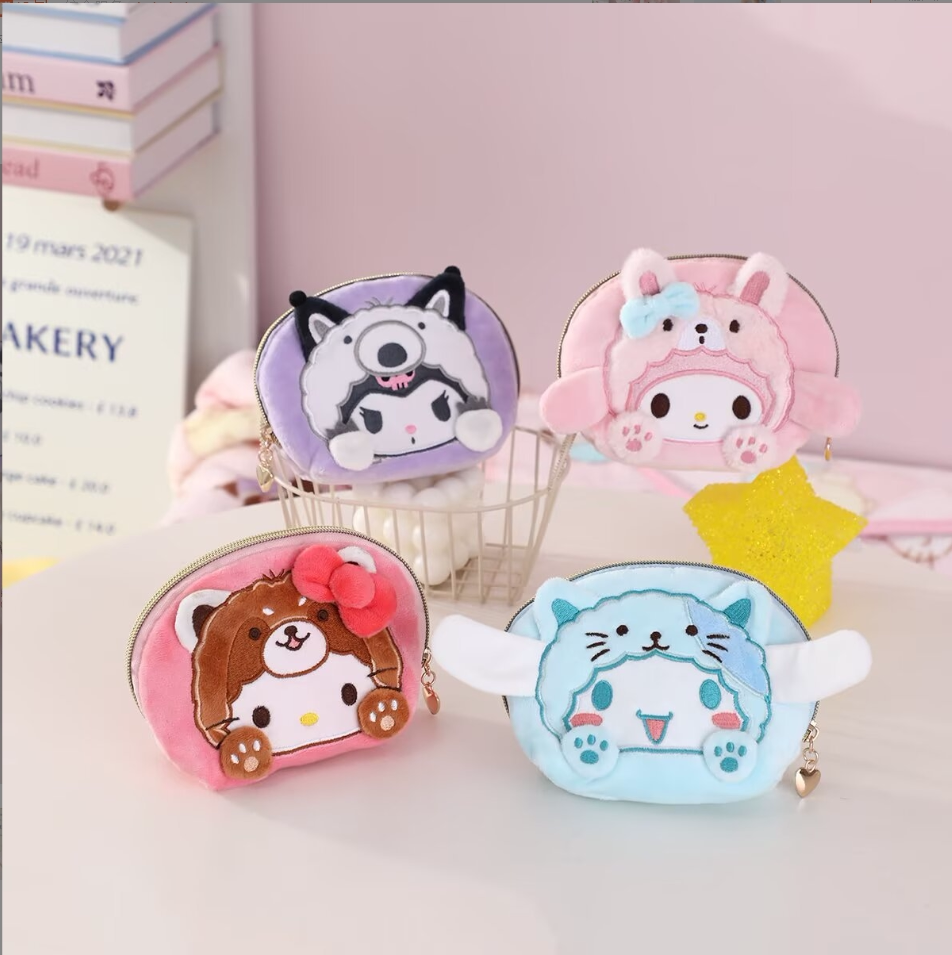 卡通手拿化妆包钥匙口红硬币包卫生棉收纳包洗漱包随身零钱包