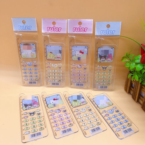 可爱创意趣味电话造型直尺儿童萌趣果冻尺量尺学生12cm透明尺子