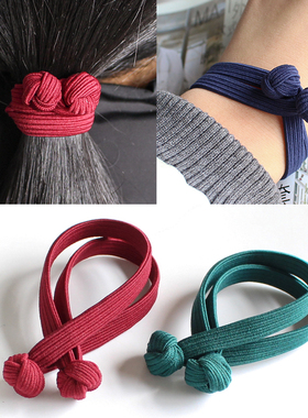 韩系高弹力扎头发皮筋韩版手工打结长款头绳发圈Z422