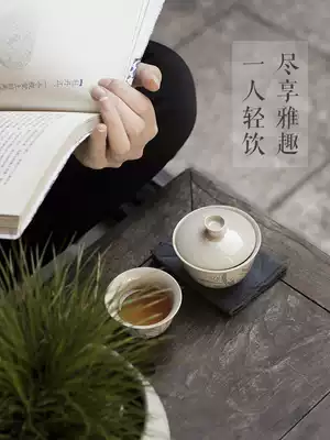 Kung Fu Dao One person drink cover bowl set One pot one cup Portable single drink Outdoor hand-painted ceramic travel tea set