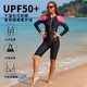 连体女长袖 及膝游泳衣防晒舒适抗氯冲浪速干度假潜水服温泉保守