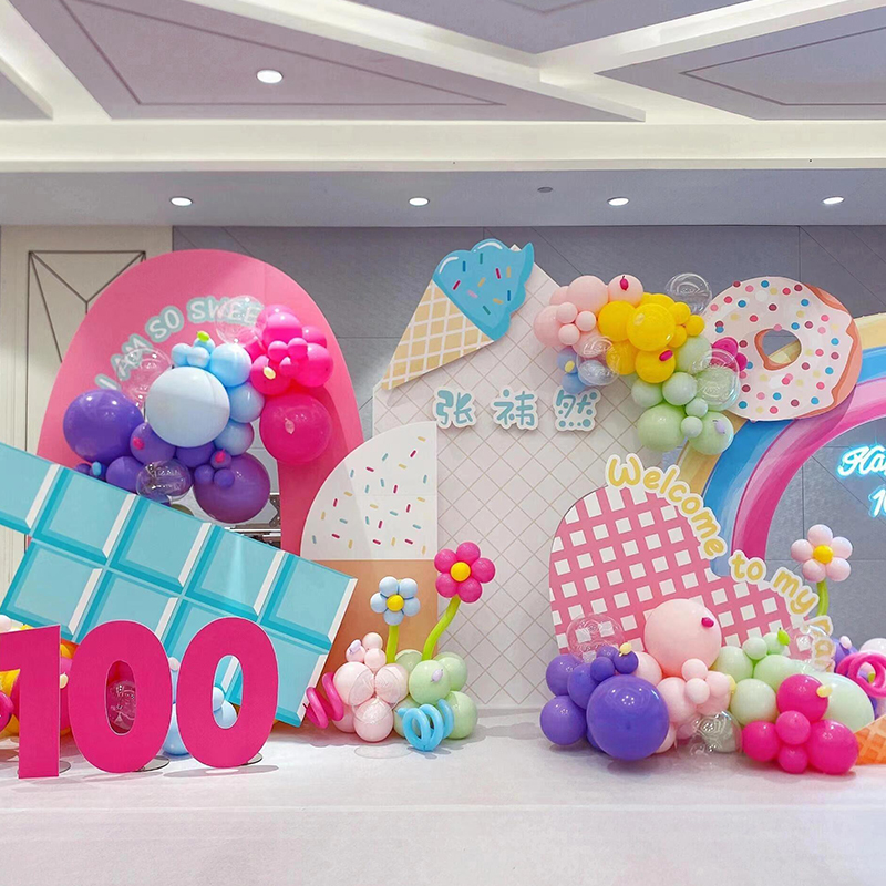 妃洛克气球背景圆形定制多巴胺