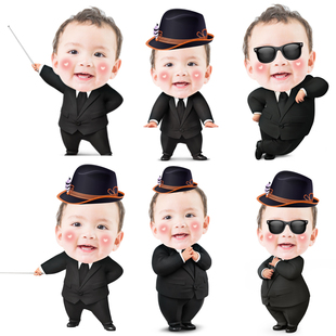 小老板宝宝宴人形立牌酒店路引气球大厅布置装饰周岁卡通迎宾牌