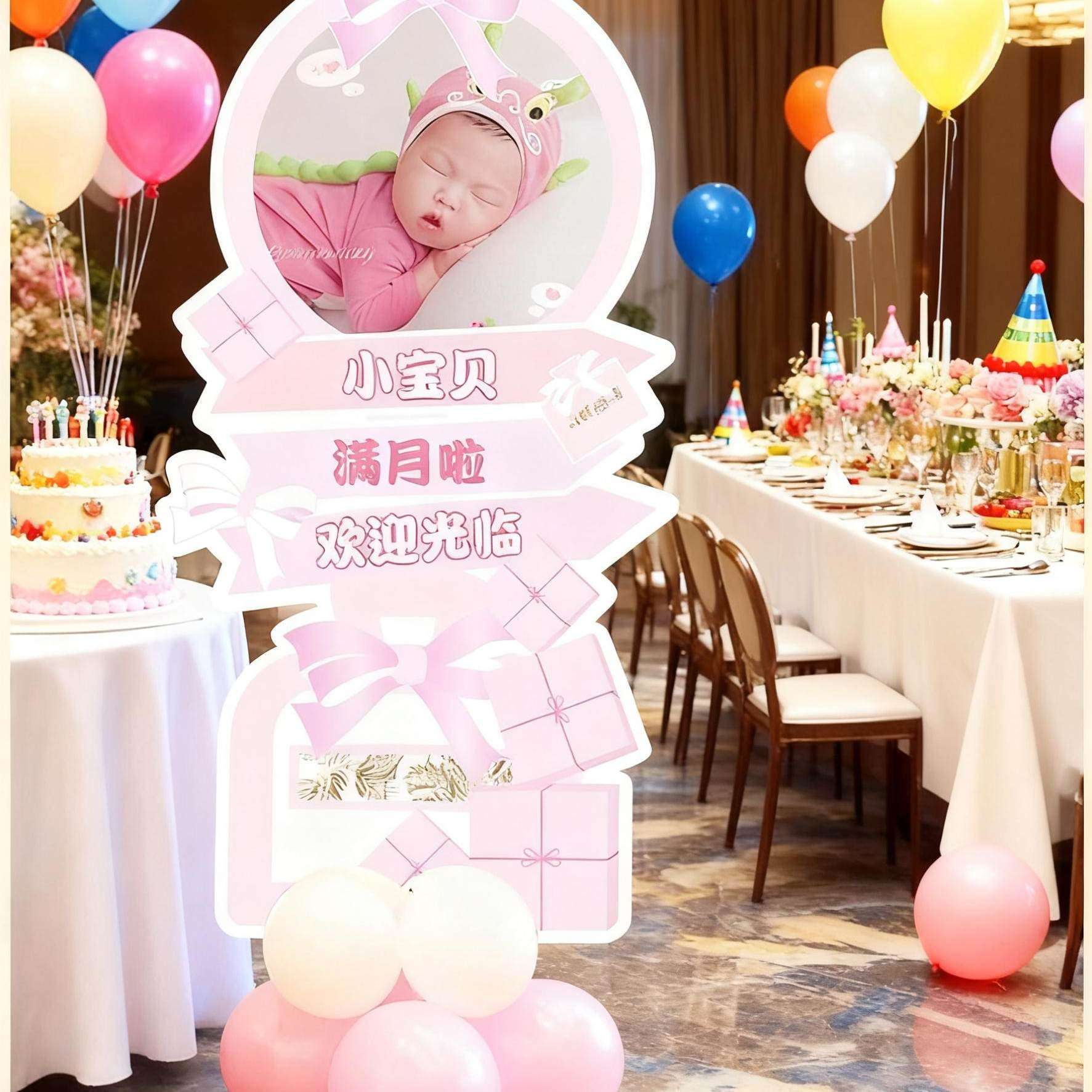 莫兰迪小香风宝宝场景装饰百日满月生日宴周岁迎宾指示牌气球KT板,节庆用品/礼品,装扮布置套餐,淘宝优惠券,粉丝福利购,淘宝优惠卷