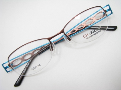 charmant纯钛咖啡色眼镜架