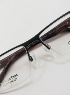 Charmant夏蒙EX钛眼镜架CH11913 BK半框黑色时尚流线商务眉架钛架